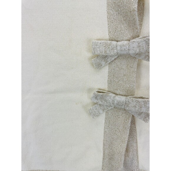 Lilly Pulitzer Cardigan Girls Size L 8/10 Ivory Shimmer Bow Long Sleeve Sweater - Picture 7 of 10